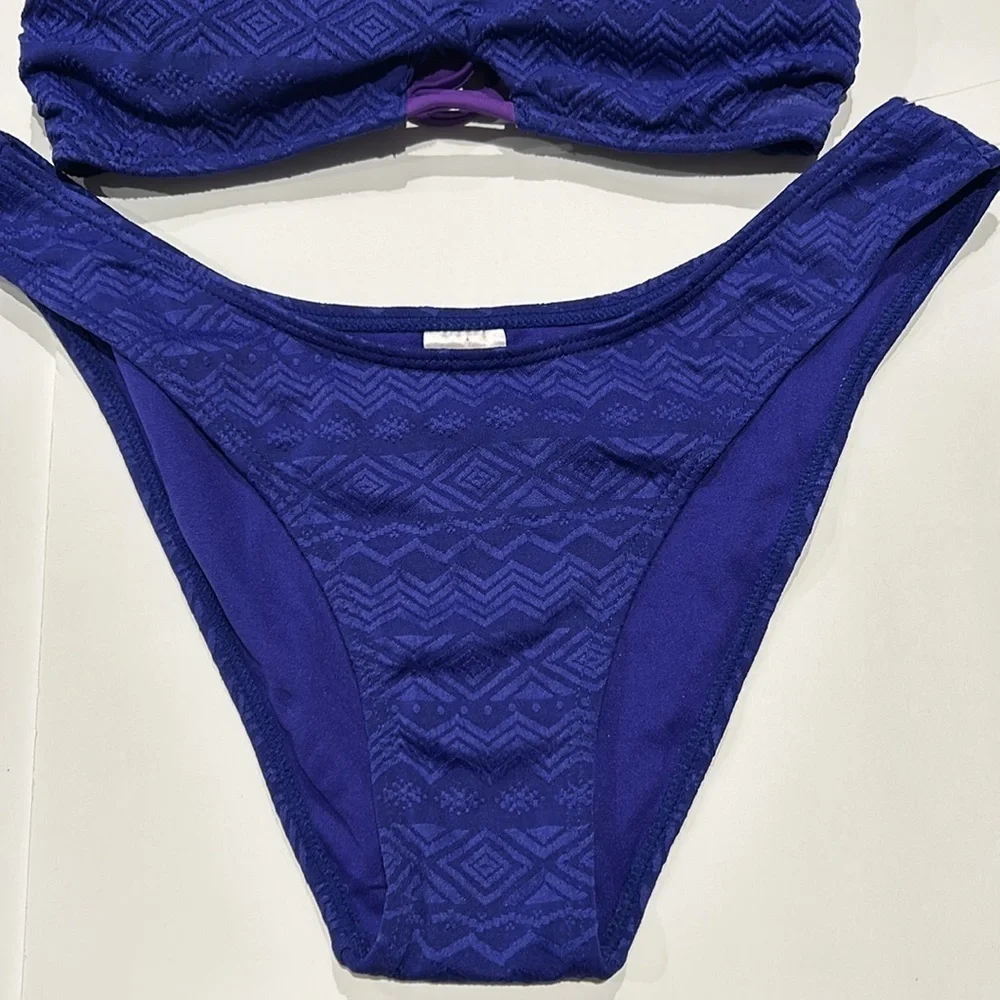 Xhilaration Purple textured bikini swim set size medium large new